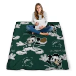 custom michigan state spartans mickey football green quilt blanket best selling