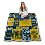 custom michigan wolverines helmet passion blue quilt blanket best selling