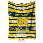 custom michigan wolverines layered florals blue white quilt blanket best selling