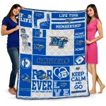custom middle tennessee blue raiders helmet passion blue quilt blanket best selling