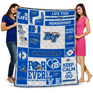 custom middle tennessee blue raiders helmet passion blue quilt blanket best selling