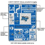 custom middle tennessee blue raiders helmet passion blue quilt blanket best selling