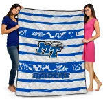 custom middle tennessee blue raiders layered florals blue white quilt blanket best selling
