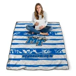 custom middle tennessee blue raiders layered florals blue white quilt blanket best selling