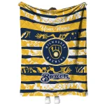 custom milwaukee brewers layered florals navy blue white quilt blanket best selling