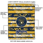 custom milwaukee brewers layered florals navy blue white quilt blanket best selling
