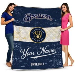 custom milwaukee brewers snoopy victory navy blue white quilt blanket best selling