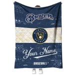 custom milwaukee brewers snoopy victory navy blue white quilt blanket best selling