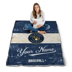 custom milwaukee brewers snoopy victory navy blue white quilt blanket best selling