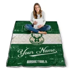 custom milwaukee bucks helmet fan green white quilt blanket best selling