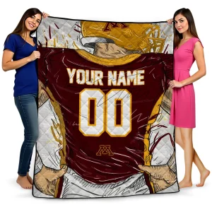 custom minnesota golden gophers player sketch maroon gray quilt blanket best selling
