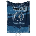 custom minnesota timberwolves brushstroke layers midnight blue quilt blanket best selling
