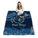 custom minnesota timberwolves brushstroke layers midnight blue quilt blanket best selling