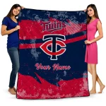 custom minnesota twins brushstroke layers navy quilt blanket best selling