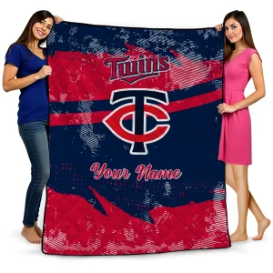 custom minnesota twins brushstroke layers navy quilt blanket best selling