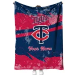 custom minnesota twins brushstroke layers navy quilt blanket best selling