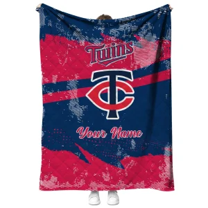 custom minnesota twins brushstroke layers navy quilt blanket fashion forward