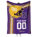 custom minnesota vikings helmet theme purple quilt blanket best selling