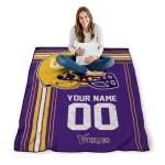 custom minnesota vikings helmet theme purple quilt blanket best selling