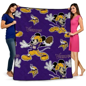 custom minnesota vikings mickey football purple quilt blanket best selling