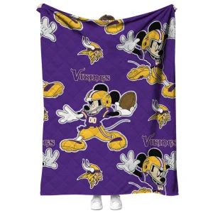 custom minnesota vikings mickey football purple quilt blanket fashion forward