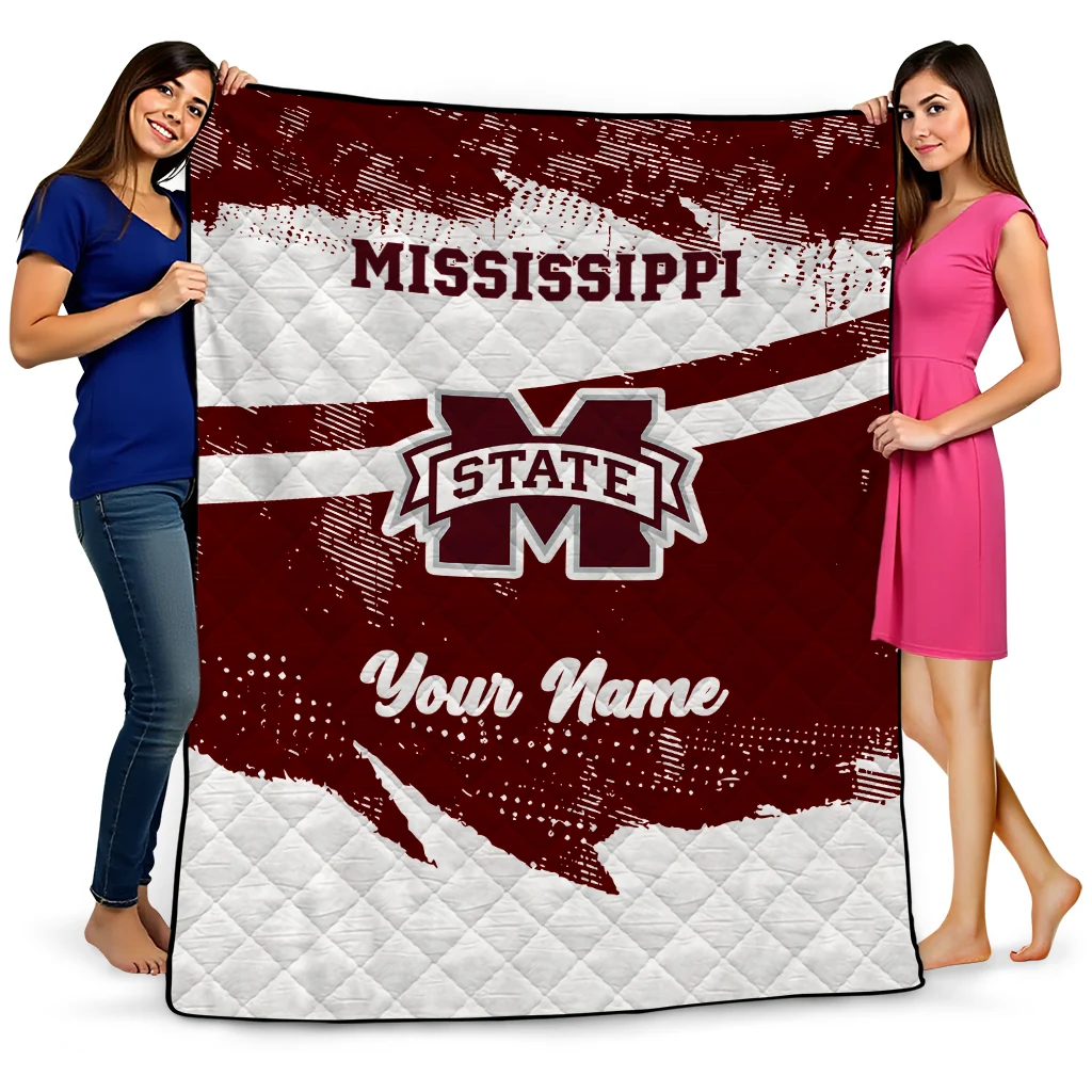 custom mississippi state bulldogs brushstroke layers maroon quilt blanket best selling custom mississippi state bulldogs brushstroke layers maroon quilt blanket best selling