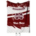 custom mississippi state bulldogs brushstroke layers maroon quilt blanket best selling