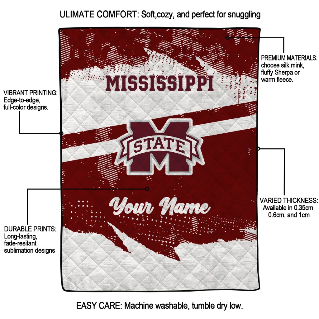 custom mississippi state bulldogs brushstroke layers maroon quilt blanket latest model custom mississippi state bulldogs brushstroke layers maroon quilt blanket latest model