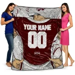 custom mississippi state bulldogs player sketch maroon gray quilt blanket best selling