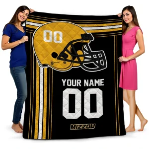 custom missouri tigers helmet theme black quilt blanket best selling