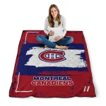 custom montreal canadiens grunge patch red white quilt blanket best selling