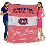 custom montreal canadiens pinstripe lines red white quilt blanket best selling