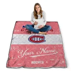 custom montreal canadiens pinstripe lines red white quilt blanket best selling