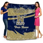 custom navy midshipmen brushstroke layers blue quilt blanket best selling