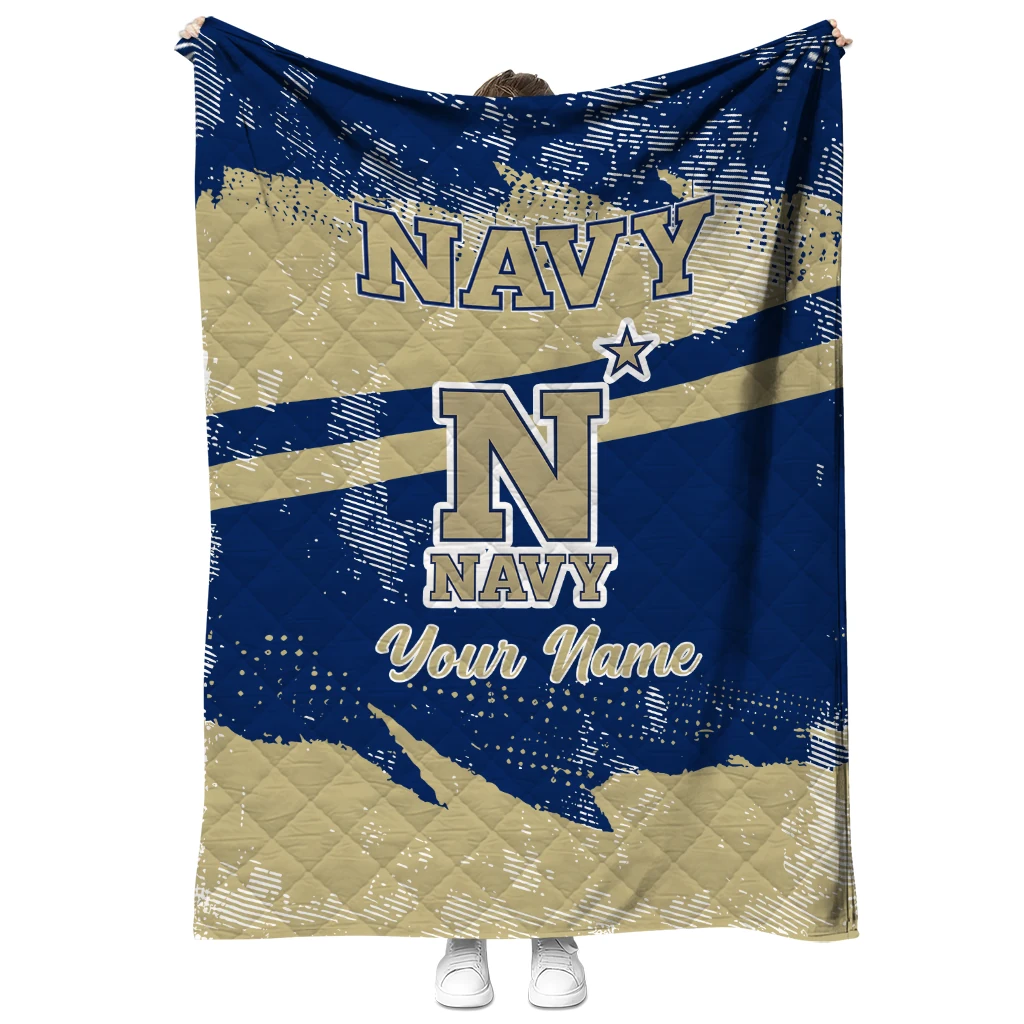 custom navy midshipmen brushstroke layers blue quilt blanket fashion forward