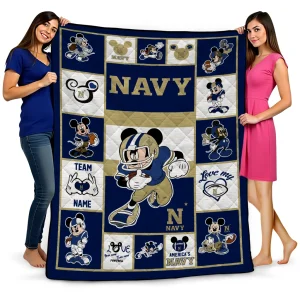 custom navy midshipmen mickey crimson blue white quilt blanket best selling