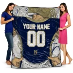 custom navy midshipmen player sketch blue gray quilt blanket best selling