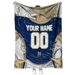 custom navy midshipmen player sketch blue gray quilt blanket best selling