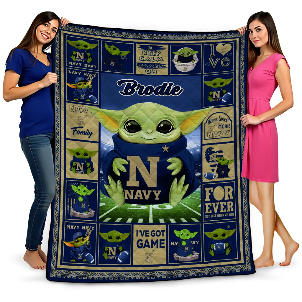 custom navy midshipmen yody baby pattern blue quilt blanket best selling