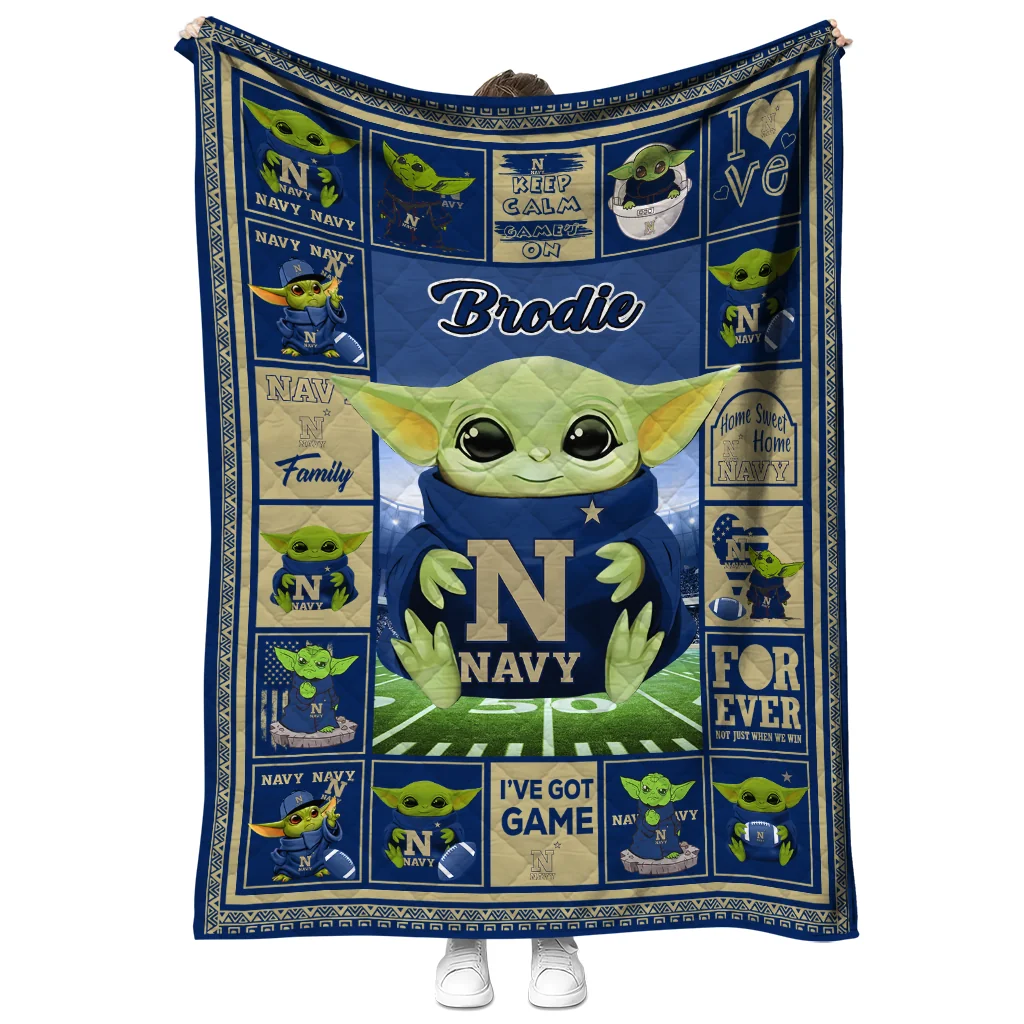 custom navy midshipmen yody baby pattern blue quilt blanket fashion forward
