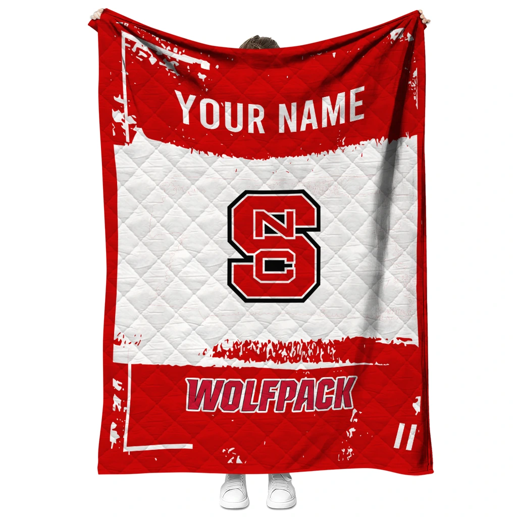 custom nc state wolfpack grunge patch red white quilt blanket fashion forward
