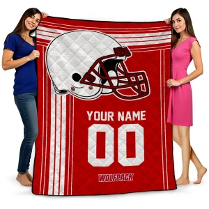 custom nc state wolfpack helmet theme red quilt blanket best selling