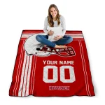 custom nc state wolfpack helmet theme red quilt blanket best selling