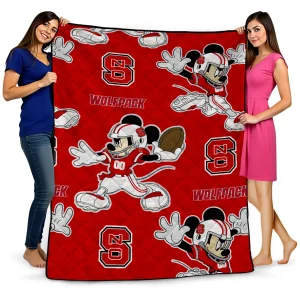 custom nc state wolfpack mickey football red quilt blanket best selling