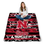 custom nebraska cornhuskers layered florals red white quilt blanket best selling
