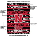 custom nebraska cornhuskers layered florals red white quilt blanket best selling