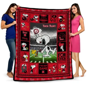 custom nebraska cornhuskers snoopy coach red quilt blanket best selling