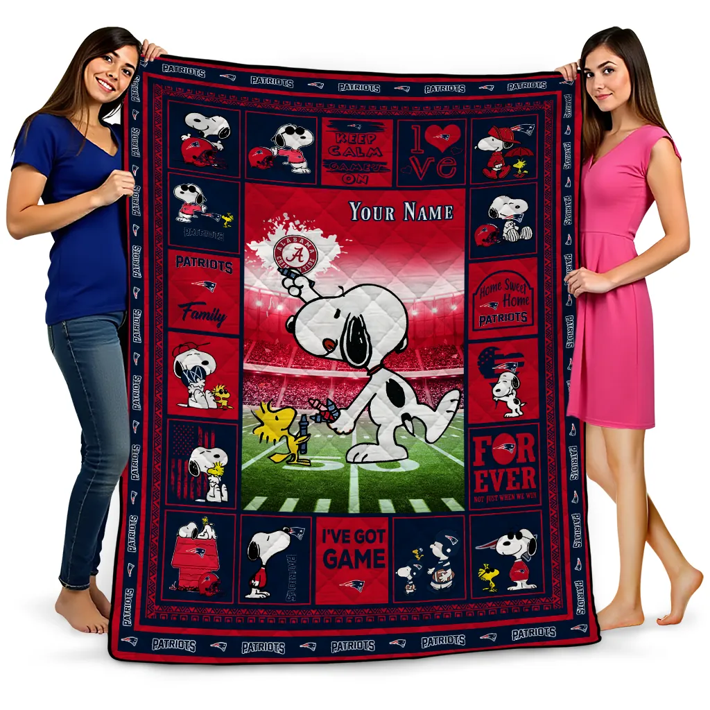 custom new england patriots snoopy coach blue quilt blanket best selling custom new england patriots snoopy coach blue quilt blanket best selling