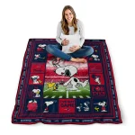 custom new england patriots snoopy coach blue quilt blanket best selling