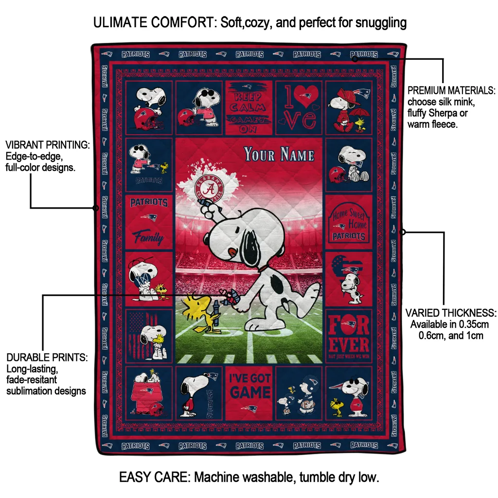 custom new england patriots snoopy coach blue quilt blanket latest model custom new england patriots snoopy coach blue quilt blanket latest model